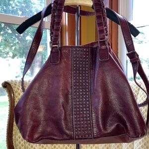 LIEBESKIND LEATHER OVERSIZED STUDDED SATCHEL  100% Cow leather Double Braided
